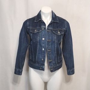 Lucky Brand Tomboy Trucker Denim Jacket XS Distressed Blue Vintage Wash Casual